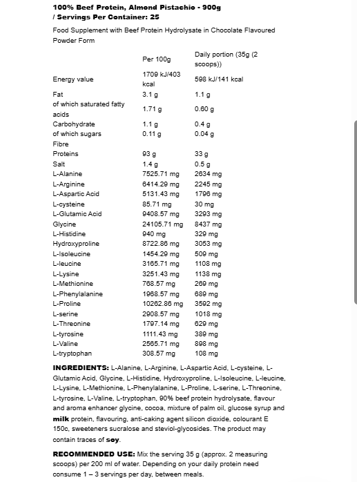Nutrend - Proteine 100% din Carne de Vită, Ciocolată cu Alune de Pădure - 900g - imagine 2