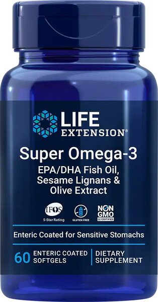 Life Extension - Super Omega-3 EPA/DHA with Sesame Lignans & Olive Extract - 60 enteric coated softgels