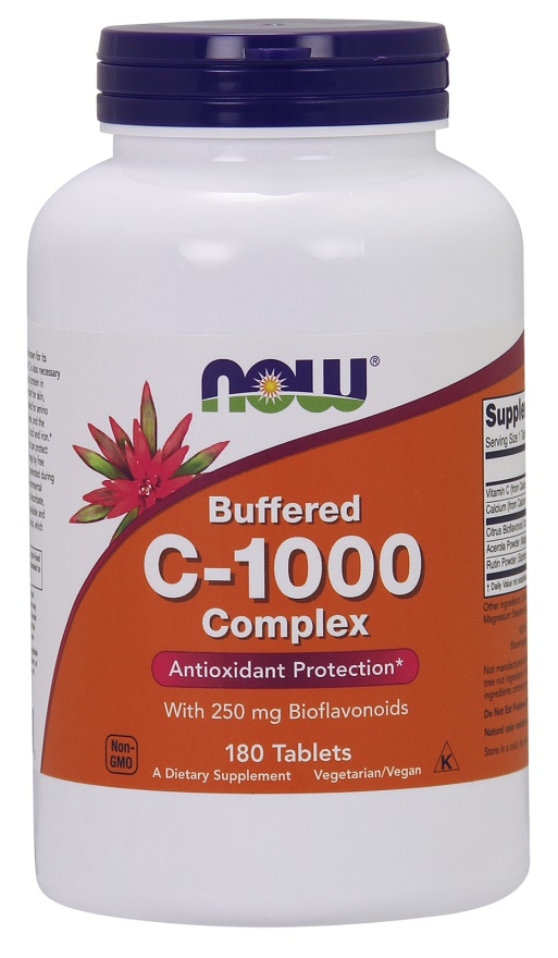 NOW Foods - Vitamin C-1000 Complex - Buffered with 250mg Bioflavonoids - 180 tabs