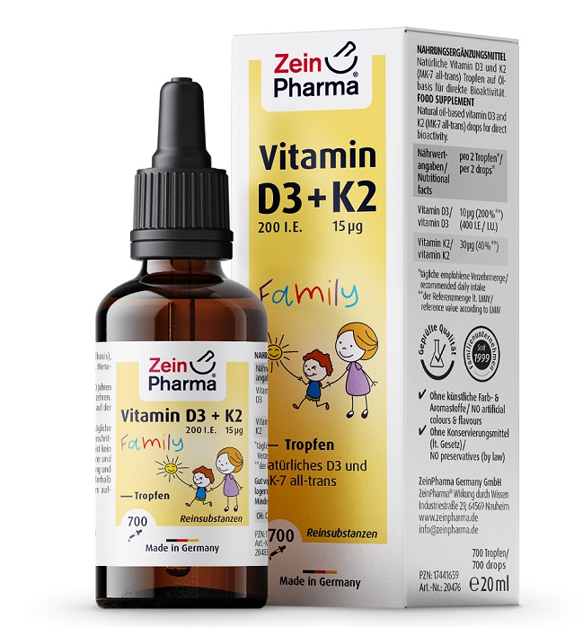 Zein Pharma - Vitamin D3 + K2 Family Drops - 20 ml.