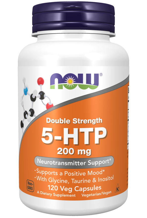 NOW Foods - 5-HTP cu Glicină, Taurină și Inozitol, 200mg - 60 capsule - Billede 3