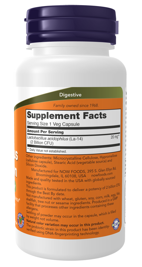 NOW Foods - Acidophilus Două Miliarde, 100 capsule - Billede 2