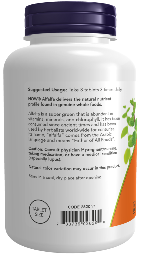 NOW Foods - Alfalfa 650mg, 500 tablete - Billede 3