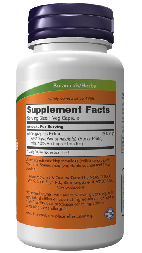 NOW Foods - Extract de Andrographis, 400mg - 90 capsule - Billede 2