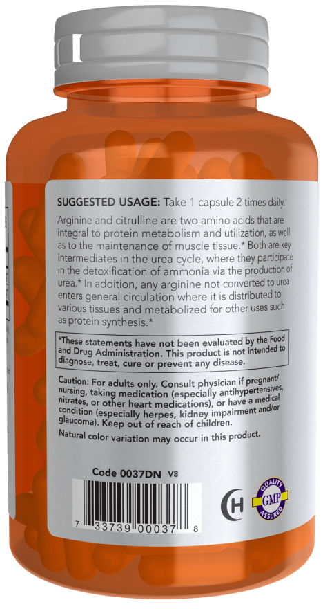 NOW Foods - Arginină și Citrulină, 240 capsule - Billede 3