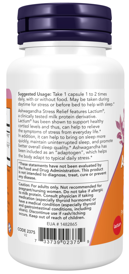 NOW Foods - Ashwagandha pentru Alinarea Stresului - 60 capsule - Billede 3