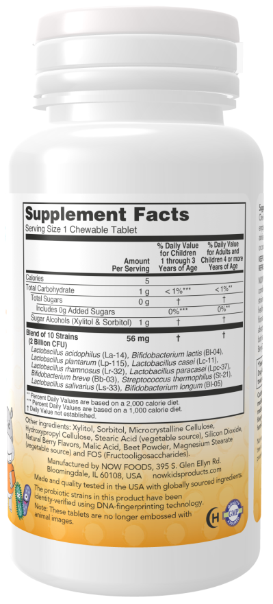NOW Foods - BerryDophilus pentru Copii, Tablete de mestecat - 60 tablete - Billede 2