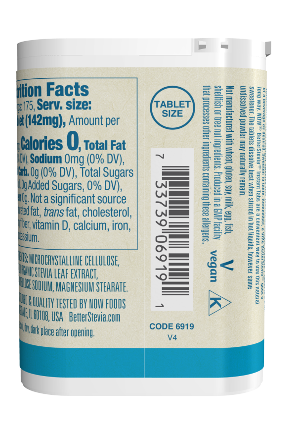 NOW Foods - Stevia Instant Tabs, 175 tablete - Billede 2