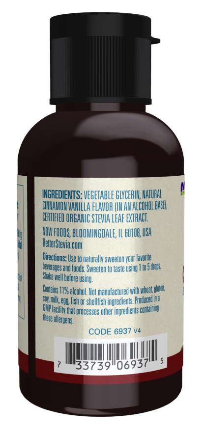 NOW Foods - Stevia Lichidă, Aromă de Scorțișoară și Vanilie - 59 ml - Billede 3