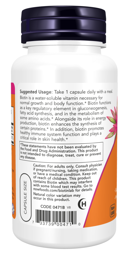 NOW Foods - Biotină, 5000 mcg - 60 capsule - Billede 3