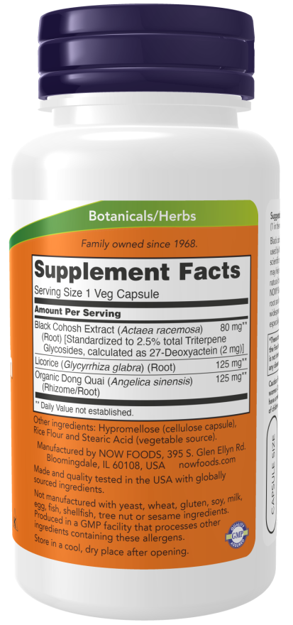 NOW Foods - Rădăcină de Cohosh Negru, 80mg - 90 capsule - Billede 2