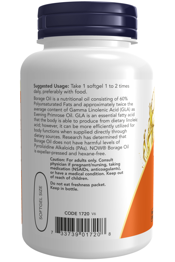 NOW Foods - Ulei de Borago, 1000mg - 60 capsule moi - Billede 3