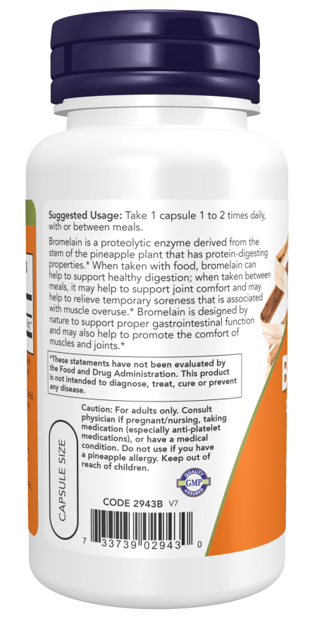NOW Foods - Bromelaină, 500 mg - 60 capsule - Billede 3