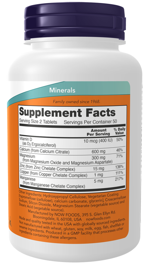 NOW Foods - Citrat de calciu cu minerale și vitamina D2 + 250 tablete - imagine 2