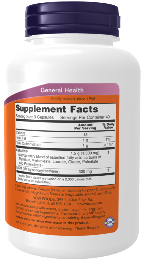 NOW Foods - Celadrin și MSM, 500 mg - 120 capsule - Billede 2