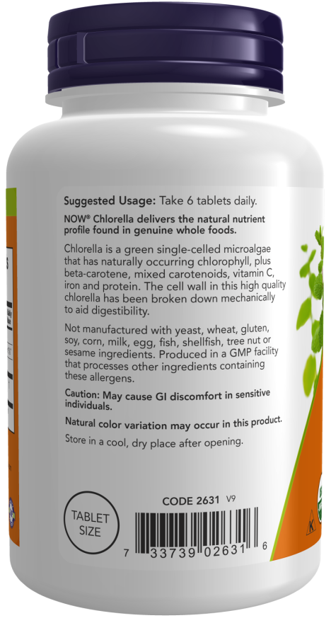 NOW Foods - Chlorella Ecologică, 500mg - 200 tablete - Billede 3