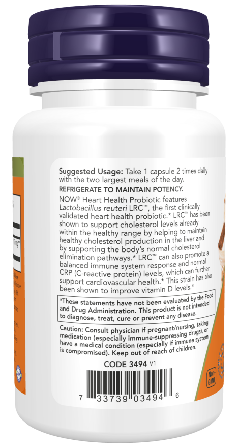 NOW Foods - Probiotic pentru Sănătatea Inimii Clinic - 60 capsule vegetale - imagine 3