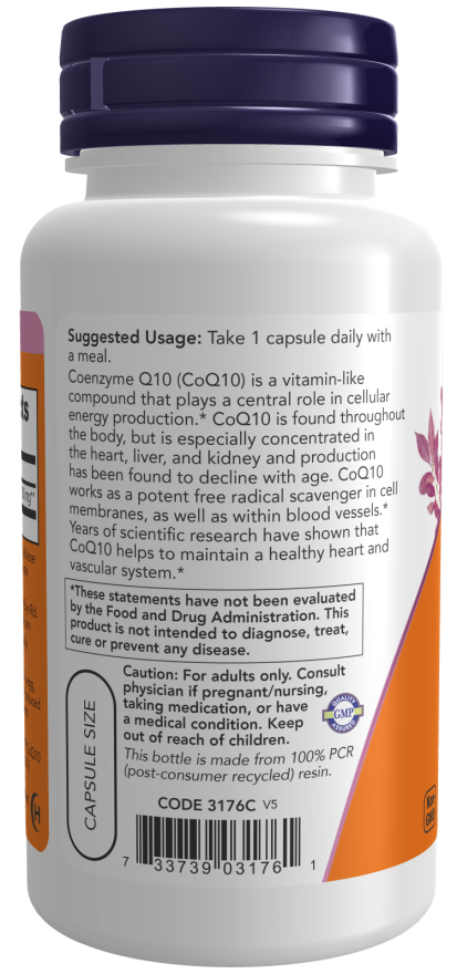 NOW Foods - CoQ10 200mg, 60 capsule - Billede 3