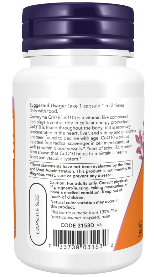 NOW Foods - CoQ10, 60 mg, 60 capsule - Billede 3