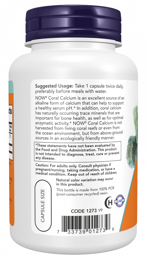 NOW Foods - Calciu Coral, 1000 mg - 250 capsule - Billede 3