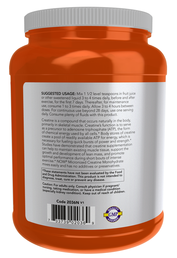NOW Foods - Creatină Monohidrat Micronizată - 500g - Billede 4
