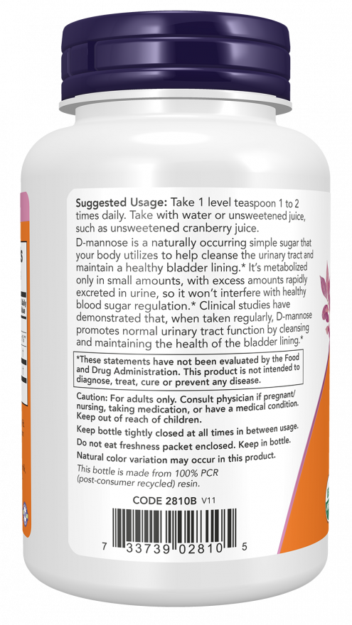 NOW Foods - D-Mannose, Pudră Pură - 85g - imagine 2