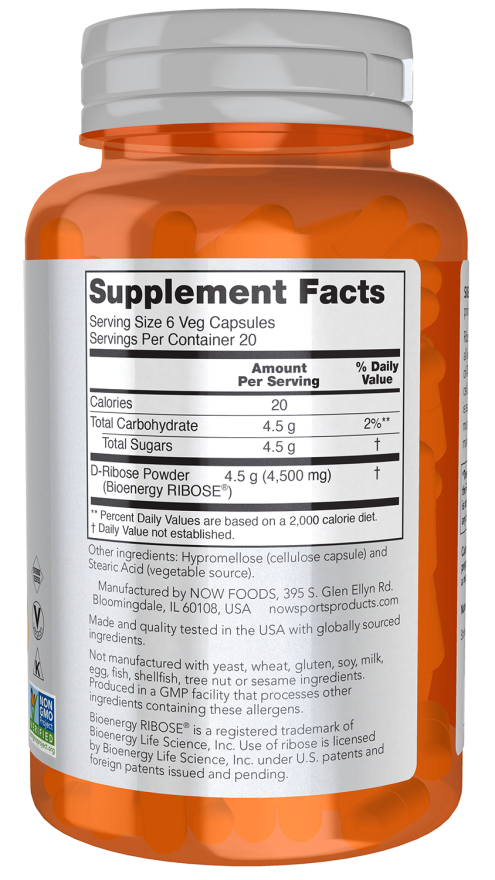 NOW Foods - D-Ribose, 750 mg - 120 capsule - imagine 2