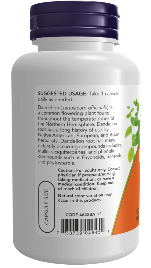 NOW Foods - Rădăcină de Păpădie, 500mg - 100 capsule - Billede 3