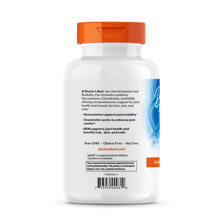Doctor's Best - Glucozamină, Condroitină și MSM cu OptiMSM, 240 capsule - imagine 3
