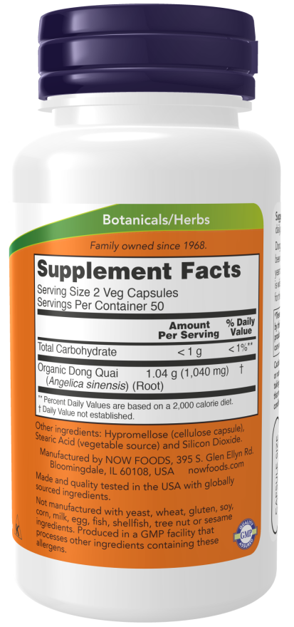 NOW Foods - Dong Quai 520mg, 100 capsule - Billede 2