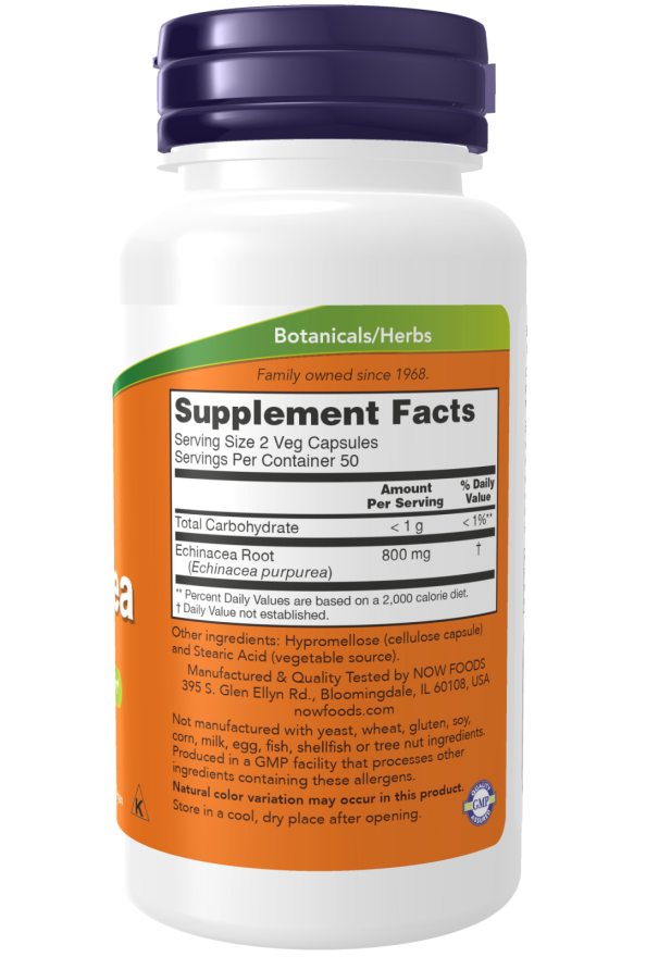 NOW Foods - Echinacea Roșie, 400mg - 250 capsule - imagine 2