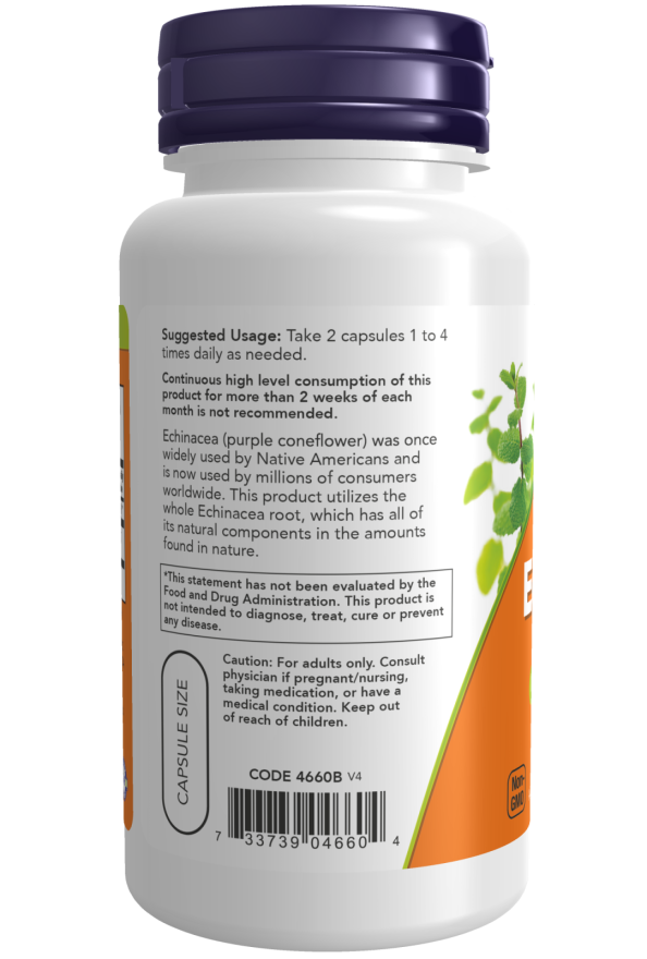 NOW Foods - Echinacea Roșie, 400mg - 250 capsule - imagine 3