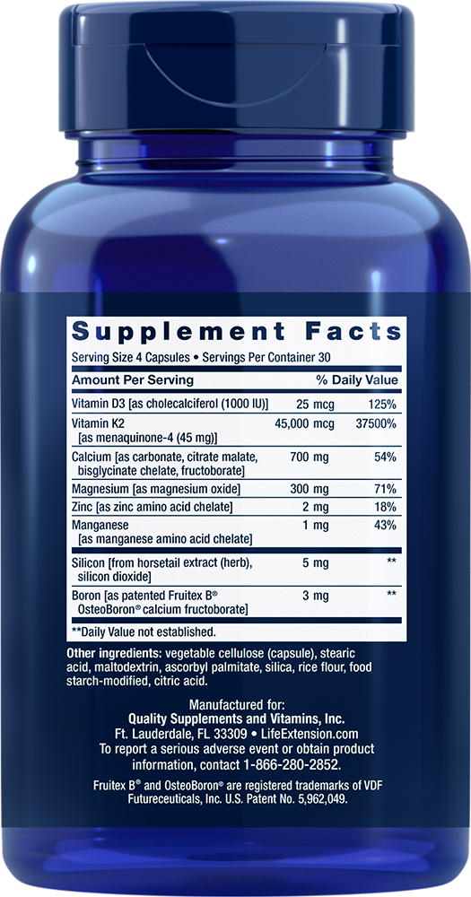 Life Extension - Restaurare Avansată a Oaselor cu Vitamina K2 Super Potentă - 120 capsule - imagine 2