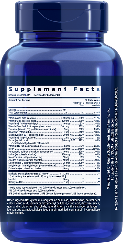 Life Extension - Mix pentru Copii, Aromă Naturală de Fructe de Pădure, 120 Tablete Masticabile - Billede 2