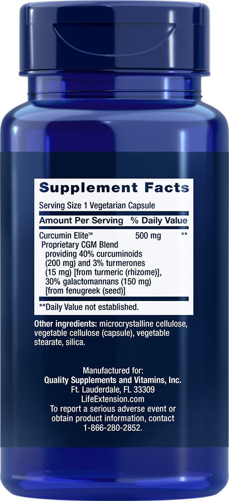 Life Extension - Extract de Curcumin Elite Turmeric - 30 capsule - Billede 2