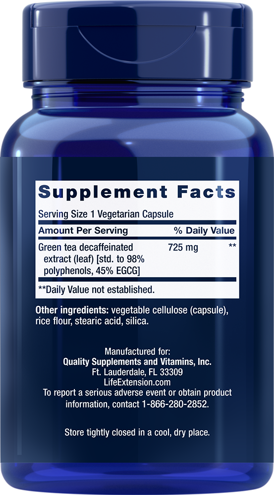 Life Extension - Extract de Ceai Verde Mega, 100 capsule - Billede 2