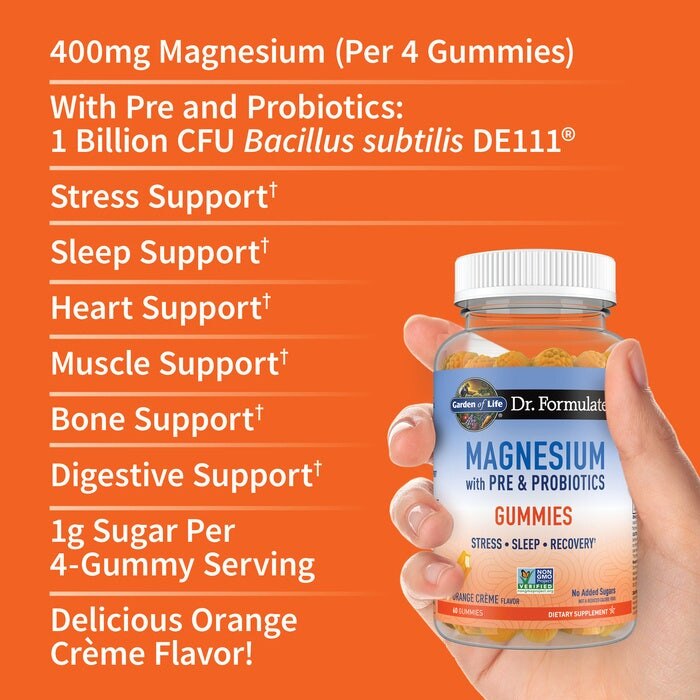 Dr. Formulated - Magnesium cu Pre- și Probiotice în Tyggegummier cu Aromă de Cremă de Portocale, 60 bucți - imagine 4