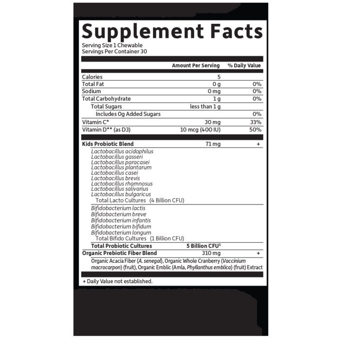 Dr. Formulated - Probiotice Organice pentru Copii+, Aromă de Pepene Verde - 30 Tablete Masticabile - Billede 2