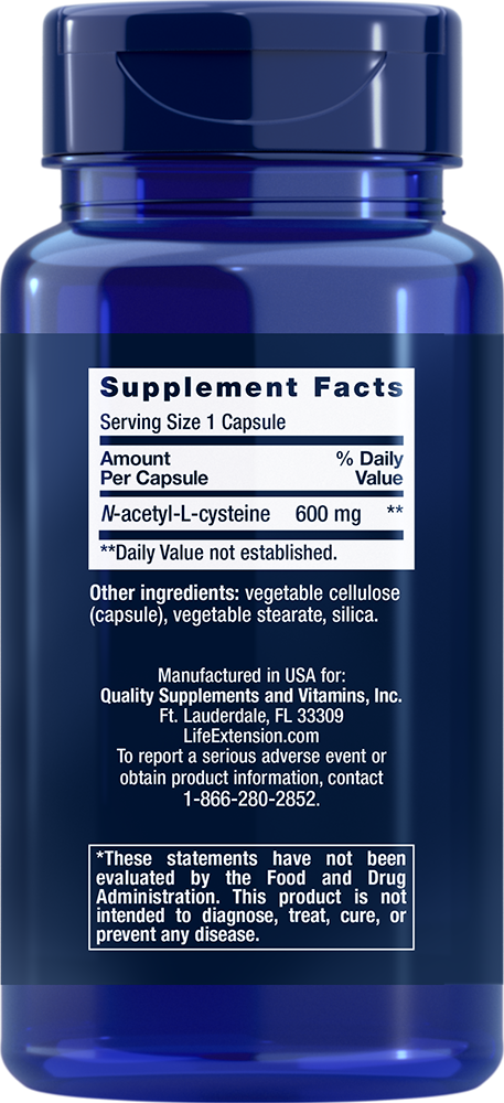 Life Extension - N-Acetil-L-Cisteină, 600 mg - 60 capsule - imagine 2