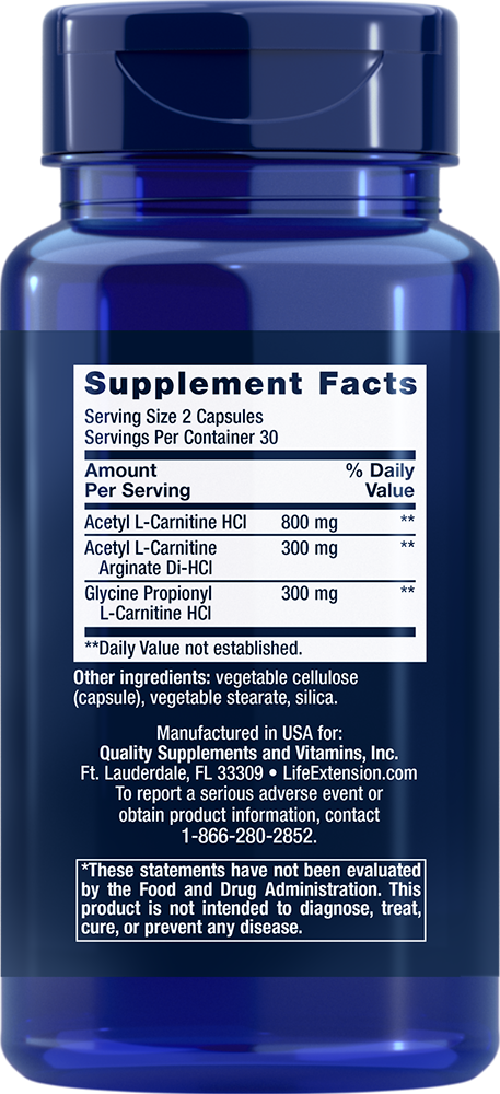 Life Extension - Carnitină Optimizată - 60 capsule - imagine 2