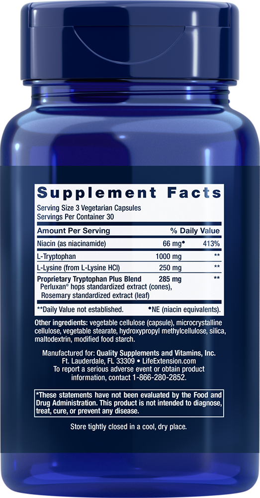 Life Extension - Tryptofan Optimizat Plus - 90 capsule - Billede 2