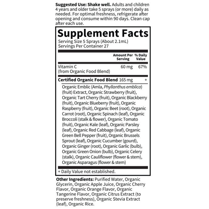 Mykind Organics - Spray Organic cu Vitamina C, Aromă de Cireșe și Portocale, 58 ml - Billede 2