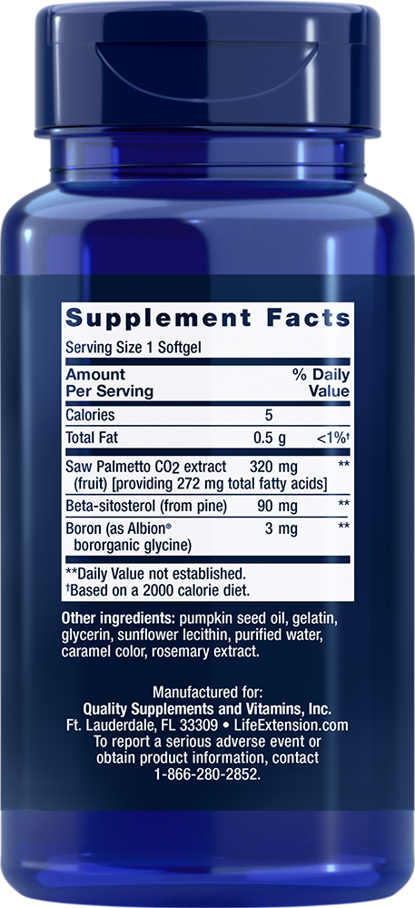 Life Extension - PalmettoGuard cu Saw Palmetto și Beta-Sitosterol, 30 capsule moi - Billede 2