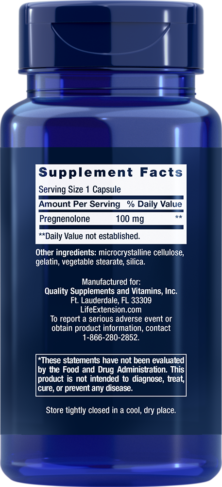 Life Extension - Pregnenolon 100 mg, 100 capsule - Billede 2