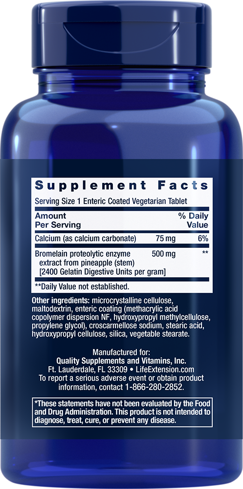 Life Extension - Bromelaină cu înveliș special, 500mg - 60 de tablete vegetariene enterosolubile - imagine 2