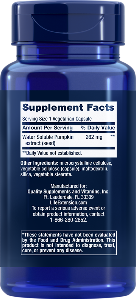 Life Extension - Extract de Semințe de Dovleac, Solubil în Apă - 60 capsule - Billede 2