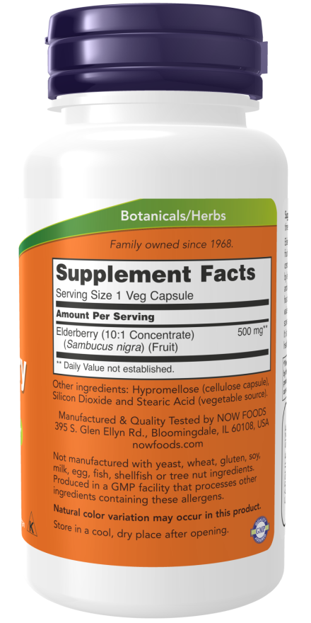 NOW Foods - Hyld 500 mg, 120 capsule - Billede 2