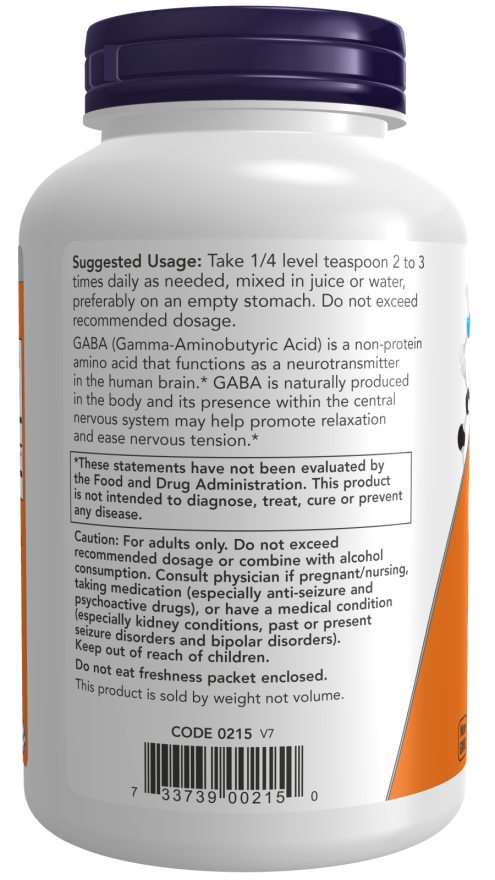 NOW Foods - GABA, Pudră Pură - 170g - Billede 3