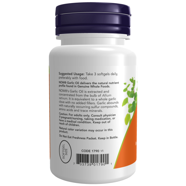 NOW Foods - Ulei de usturoi, 1500mg - 250 capsule moi - Billede 3