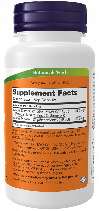 NOW Foods - Extract de rădăcină de ghimbir, 250mg - 90 capsule - Billede 2